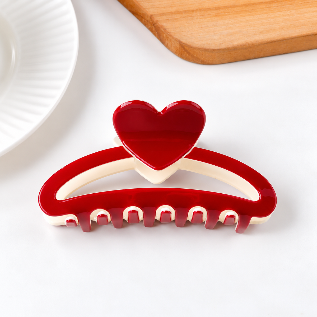 Red Heart Hair Claw Clip JLTC0186