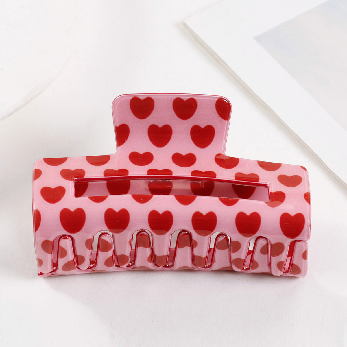 Pink Hearts Pattern Hair Claw Clip JLTC0187