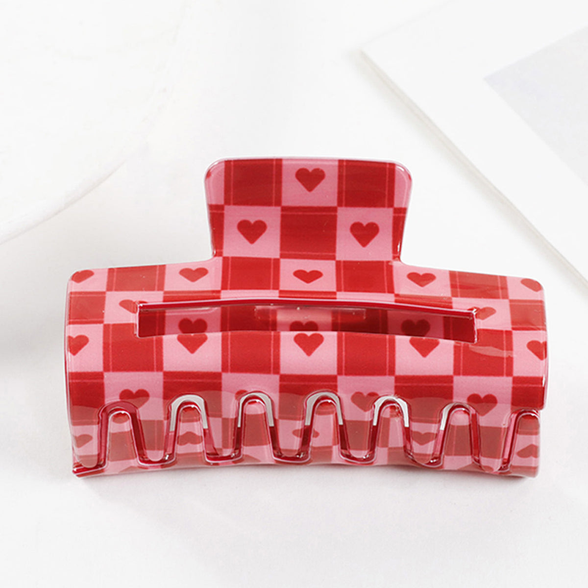 Red Hearts Pattern Hair Claw Clip JLTC0188