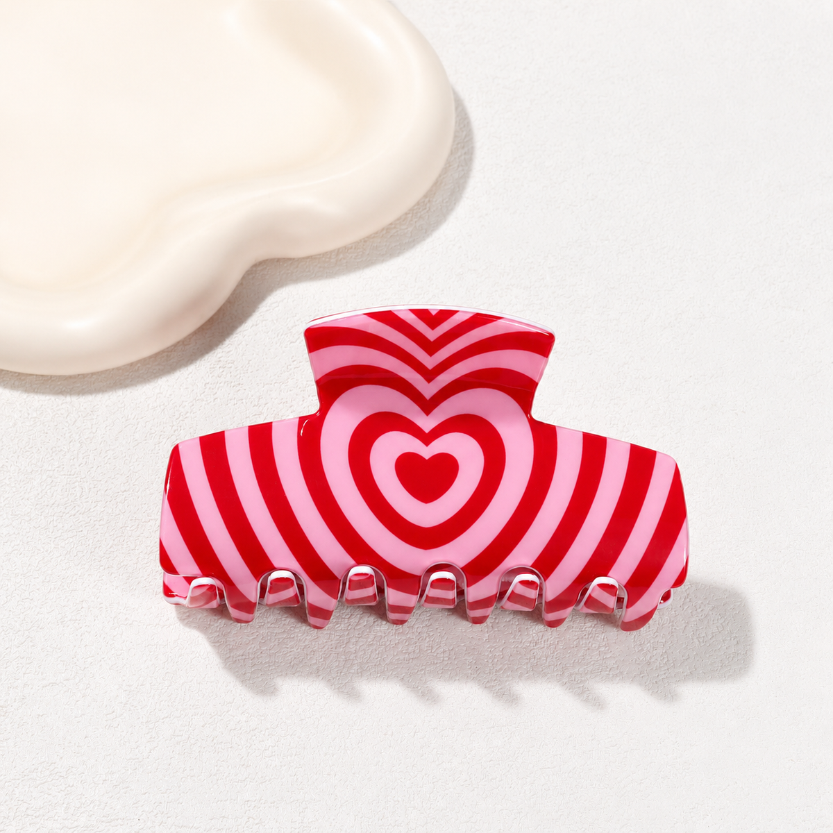Red Swirl Heart Hair Claw Clip JLTC0189