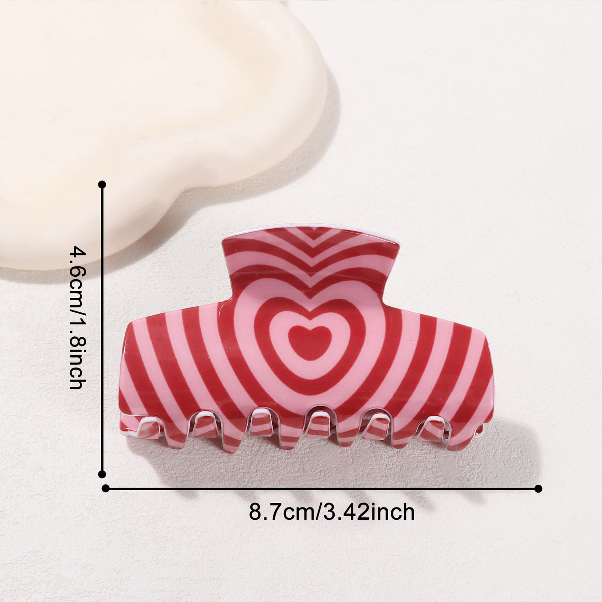 Red Swirl Heart Hair Claw Clip JLTC0189