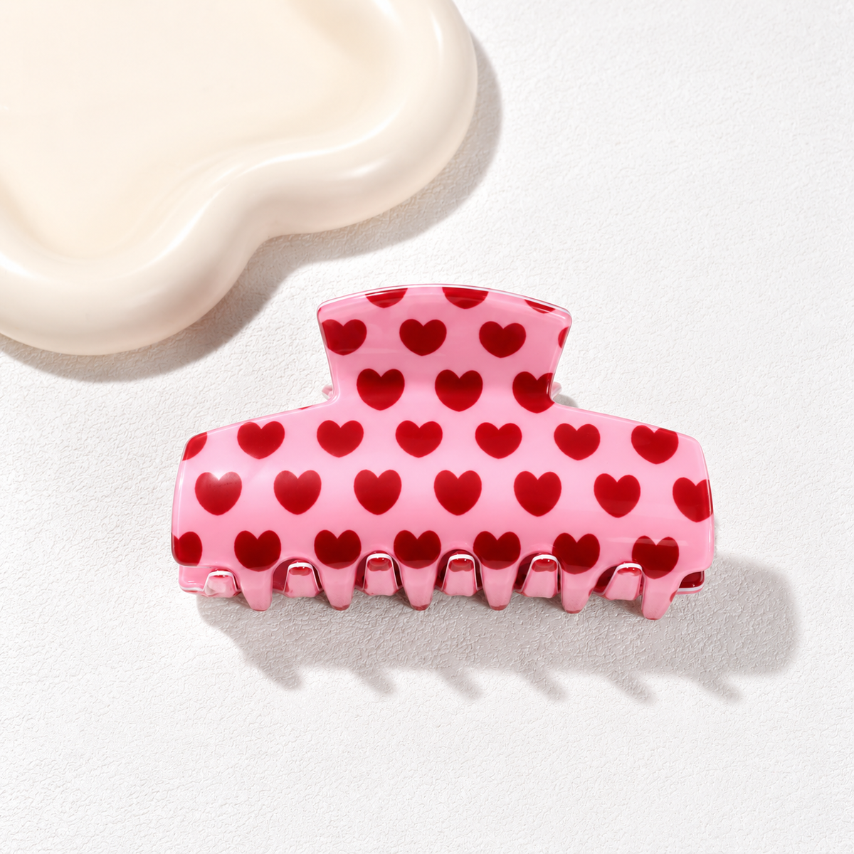 Pink Heart Print Hair Claw Clip JLTC0190