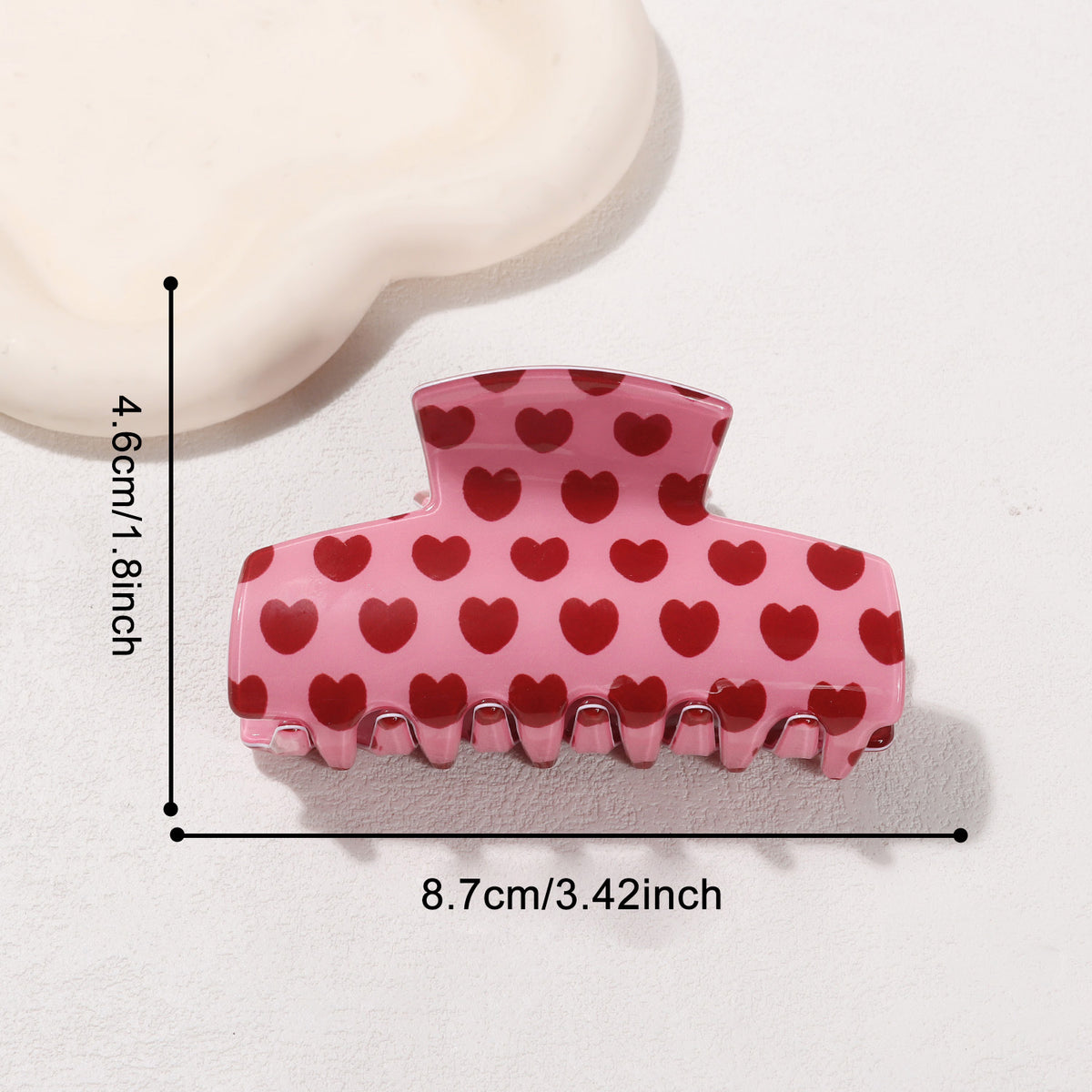 Pink Heart Print Hair Claw Clip JLTC0190