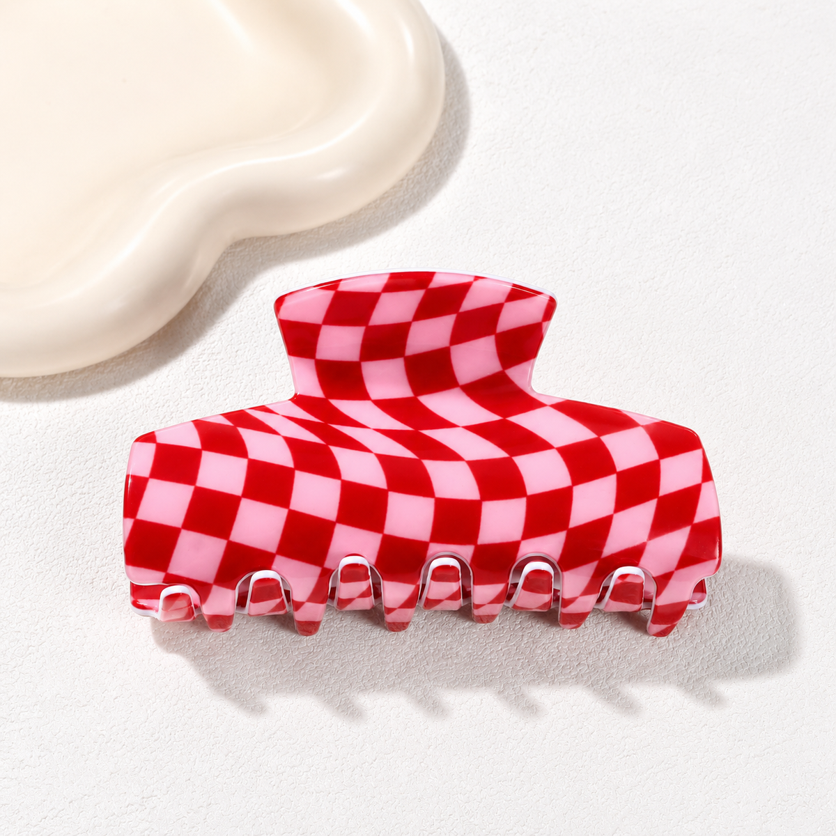Red Checkerboard Hair Claw Clip JLTC0191