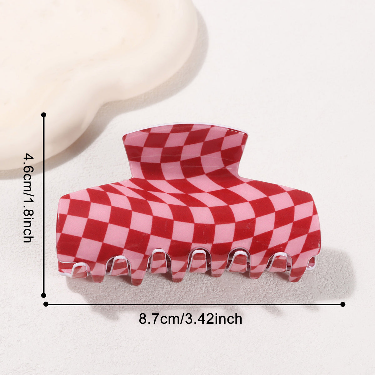 Red Checkerboard Hair Claw Clip JLTC0191