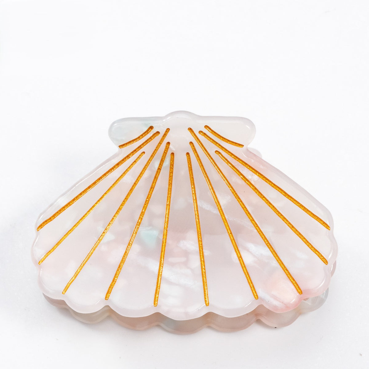 Ivory Shell Hair Claw Clip with Golden Lines JLTC0194
