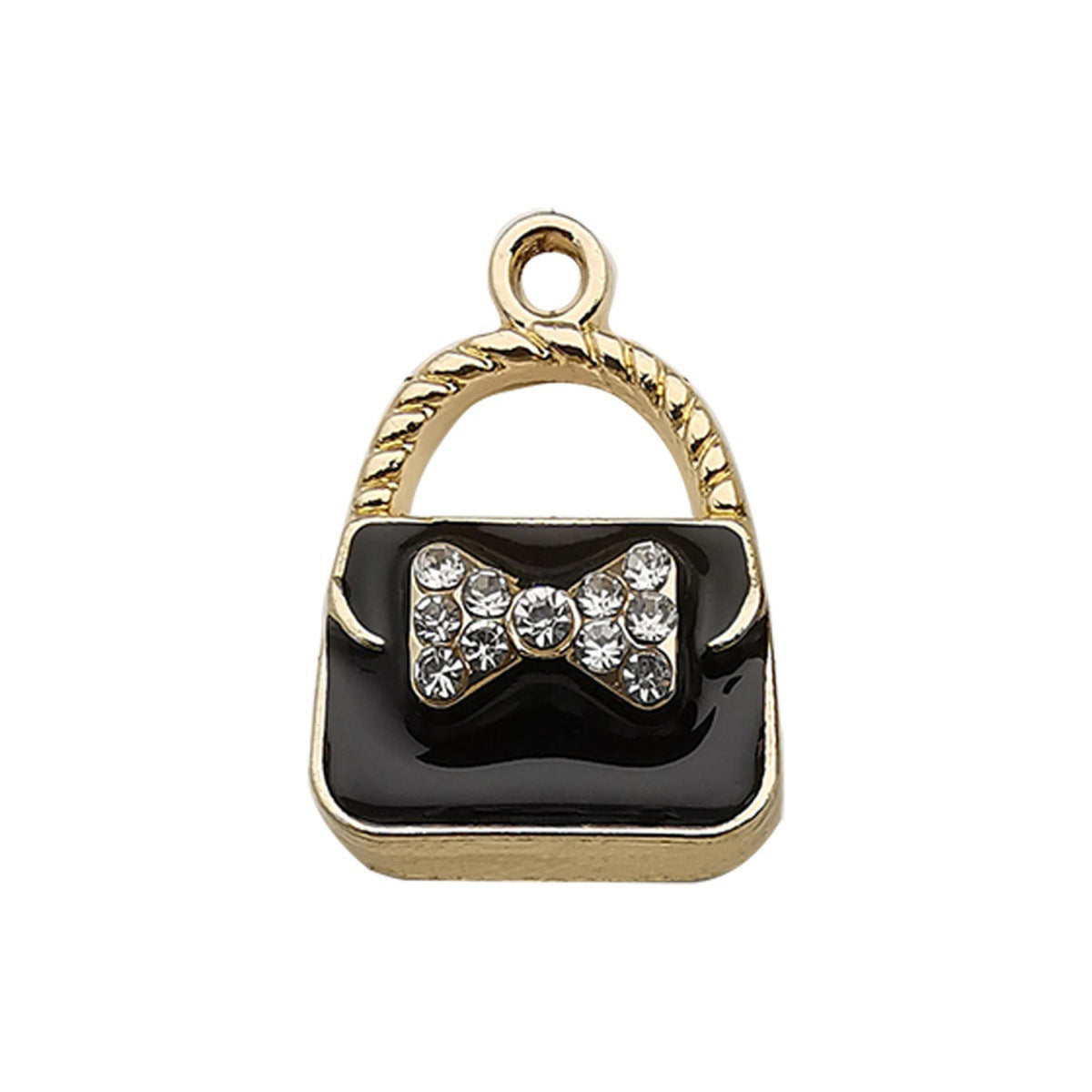 Black Handbag Charm with Rhinestone Bow JLTCH0061