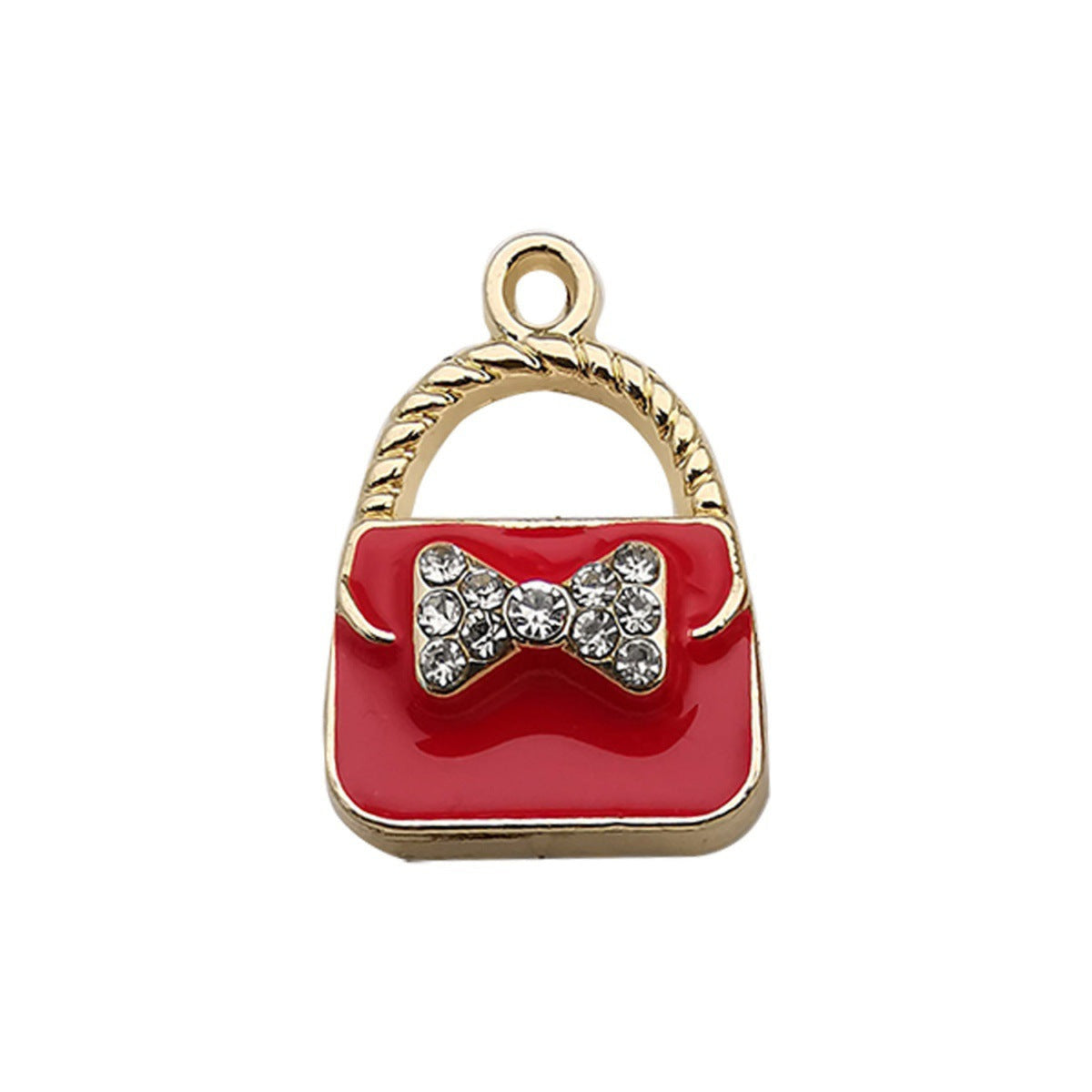 Red Handbag Charm with Rhinestone Bow JLTCH0062