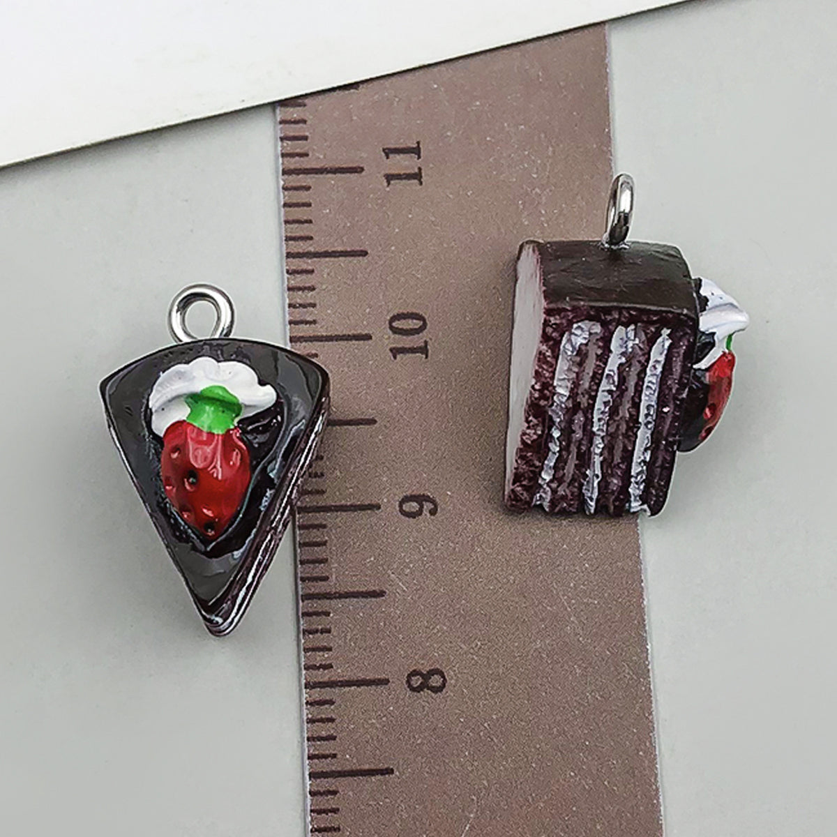 Cute Strawberry Cake Slice and Chocolate Cake Charm Pendant JLTCH0065