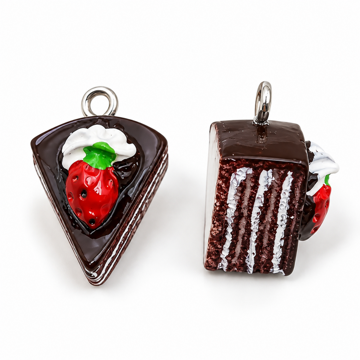Cute Strawberry Cake Slice and Chocolate Cake Charm Pendant JLTCH0065