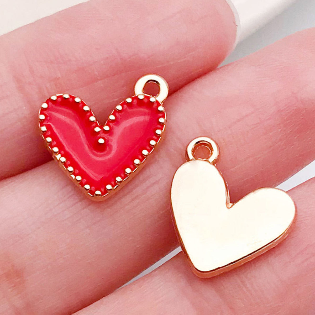 Red Enamel Heart Charm Pendant with Heart Charm JLTCH0069