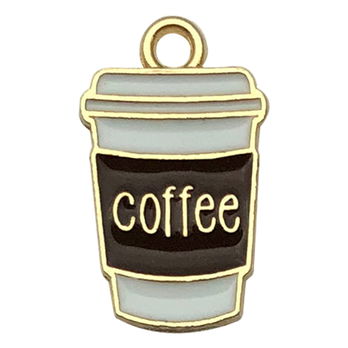 Gold Coffee Cup Enamel Charm Pendant JLTCH0071