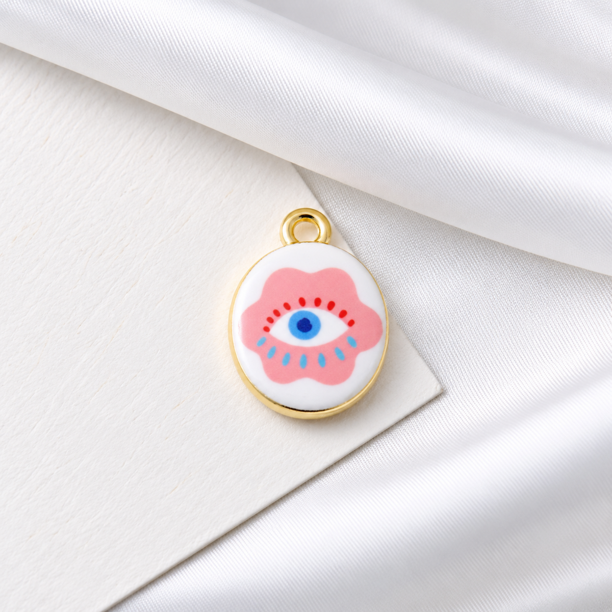 Pink Evil Eye Enamel Charm Pendant JLTCH0084