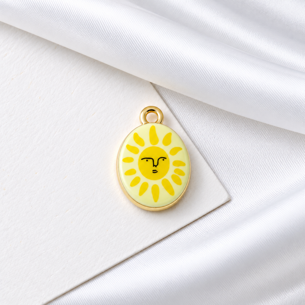 Yellow Smiling Sun Enamel Charm Pendant JLTCH0085