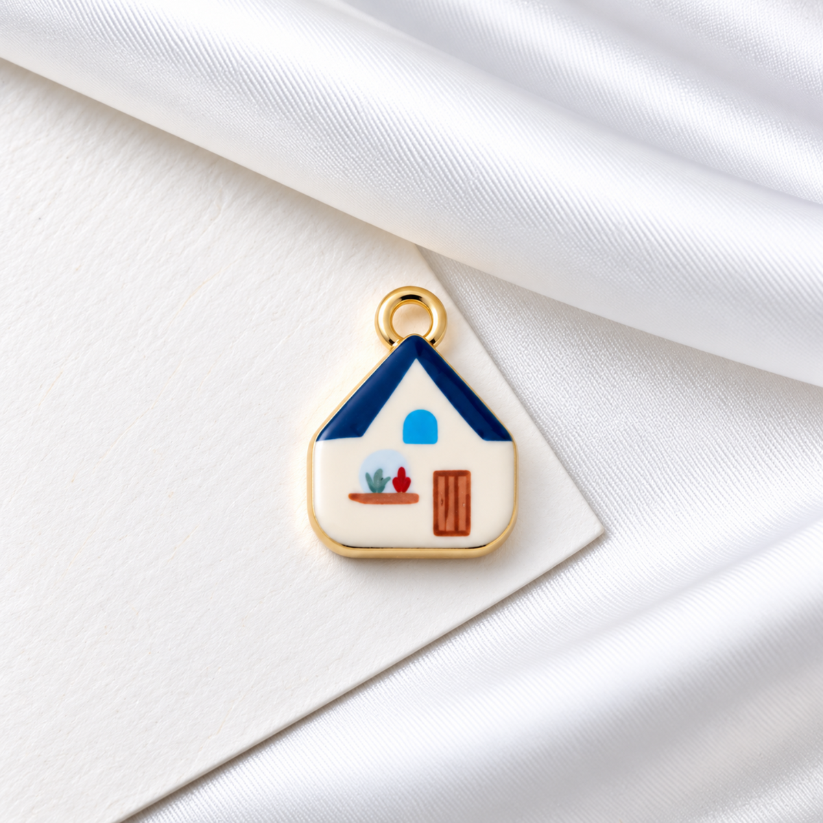 Dark Blue Roof Cottage House Charms JLTCH0090