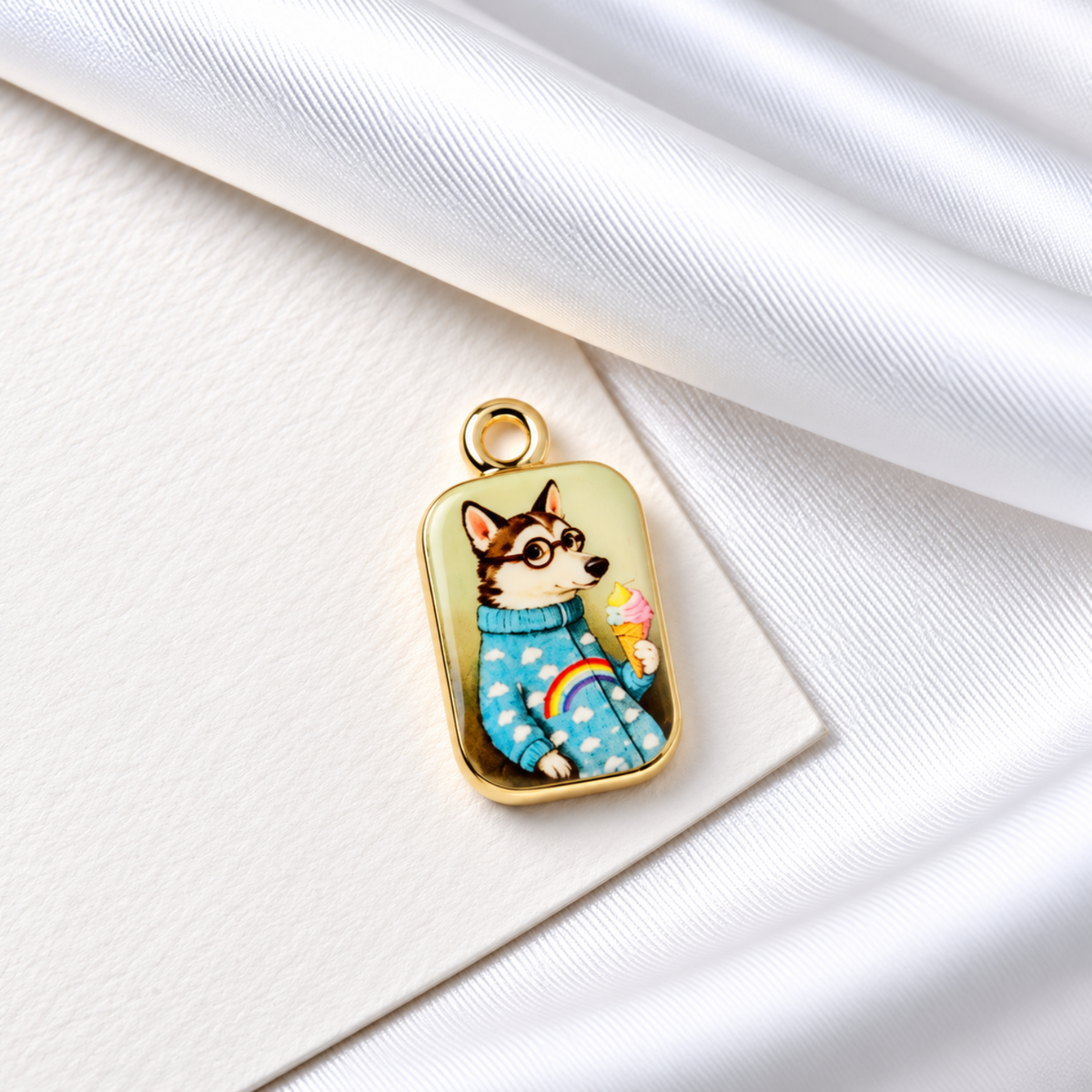 Cute Husky Dog Enamel Charms JLTCH0096