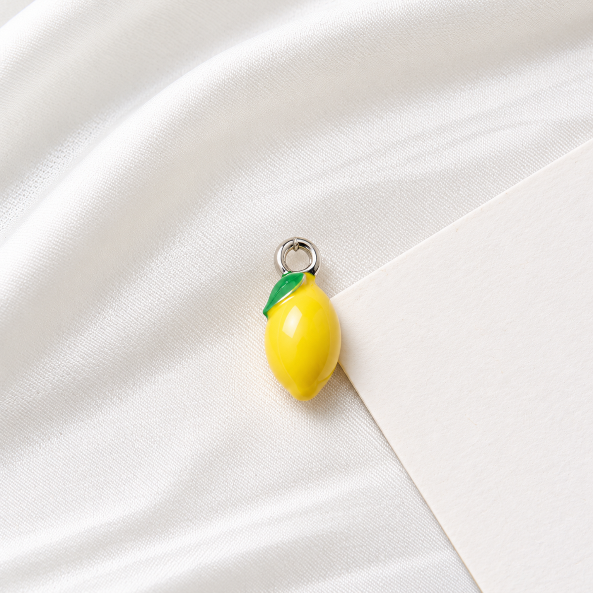 Yellow Lemon Fruit Charms with Silver Loops JLTCH0102