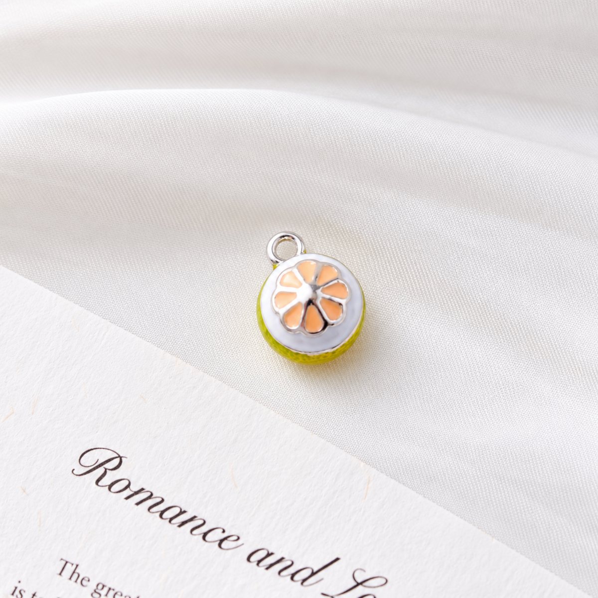Green Citrus Slice Fruit Charms with Silver Loops JLTCH0103