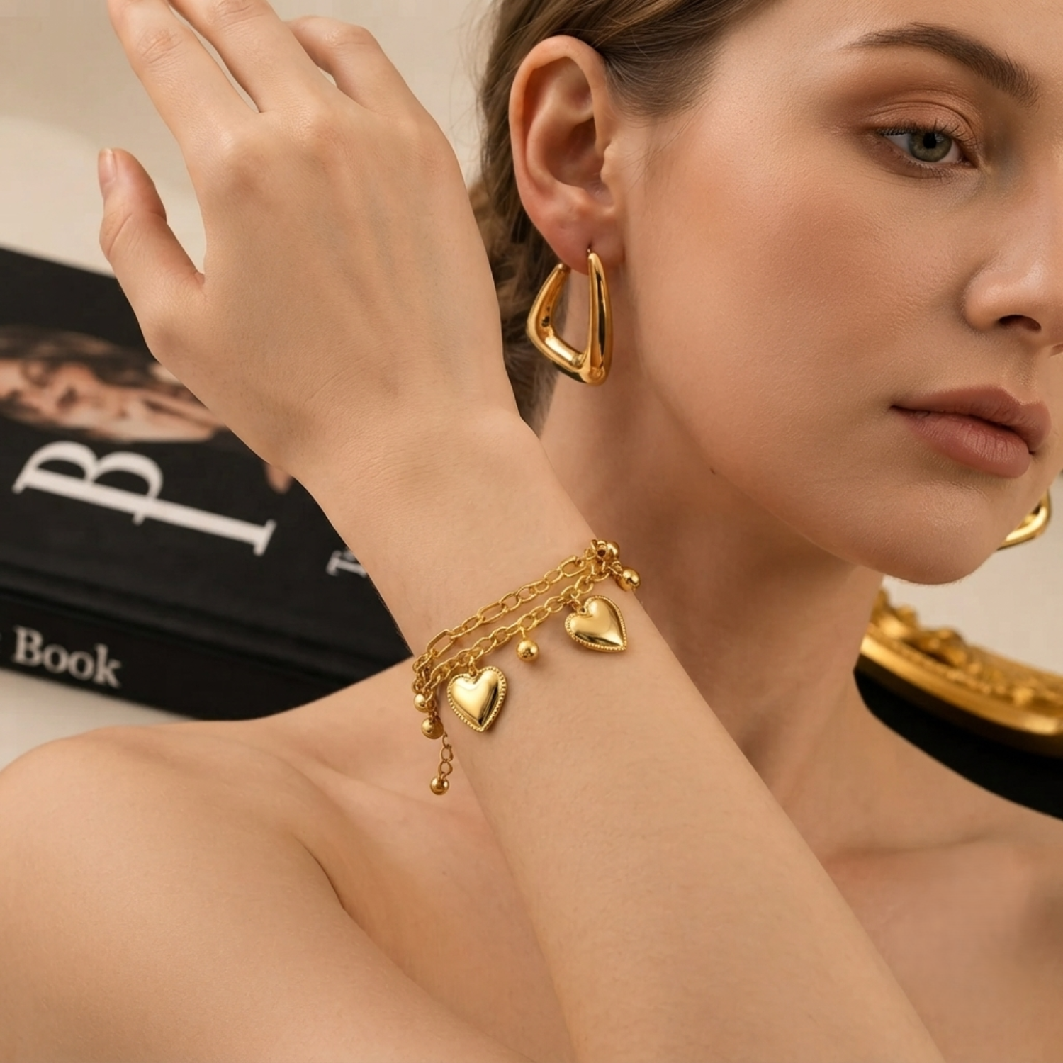 Gold Heart Jewelry Set JLTCOMBO0002