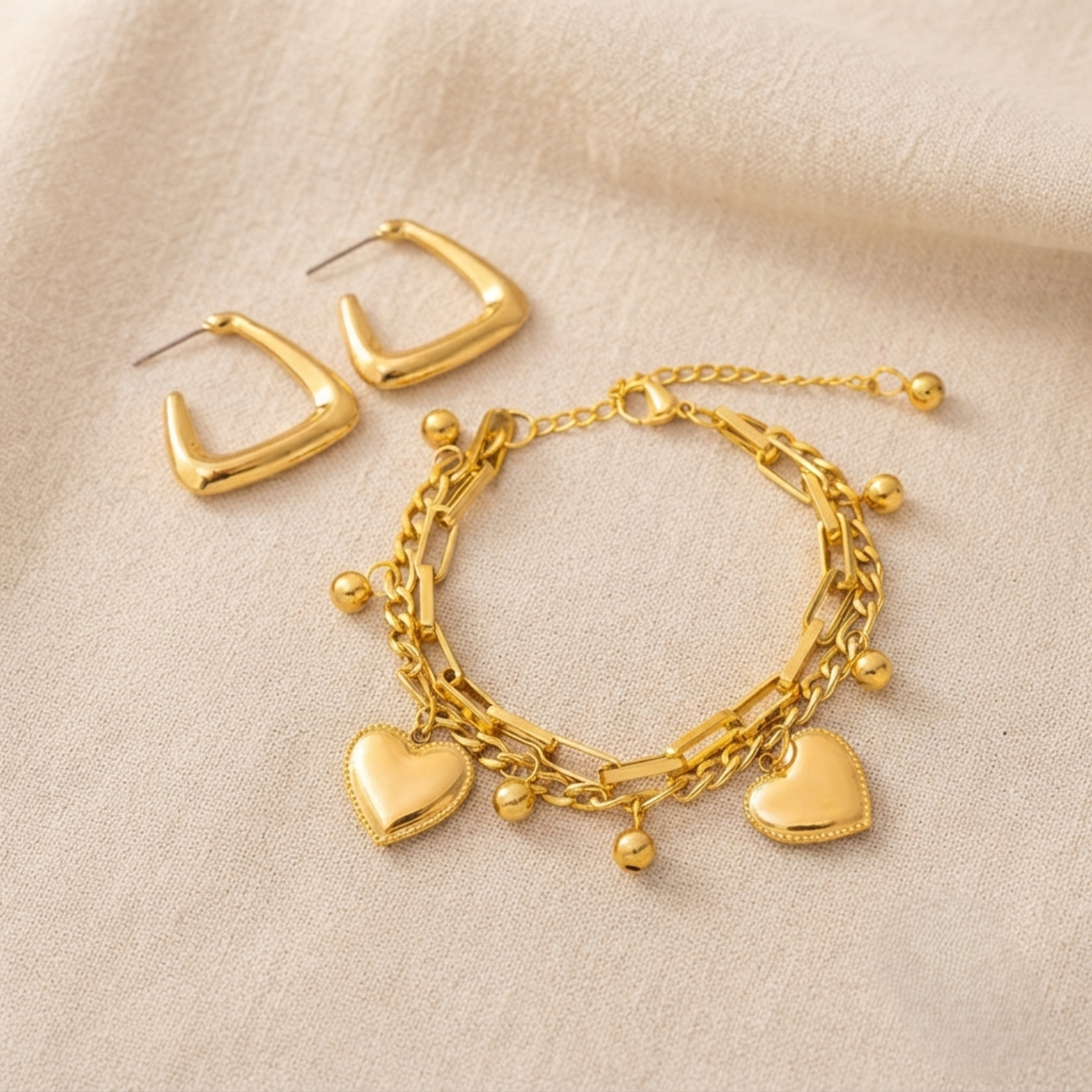 Gold Heart Jewelry Set JLTCOMBO0002
