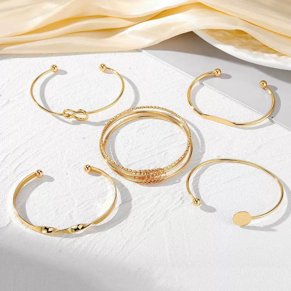 Gold Cuff Bracelet Set JLTCOMBO0003