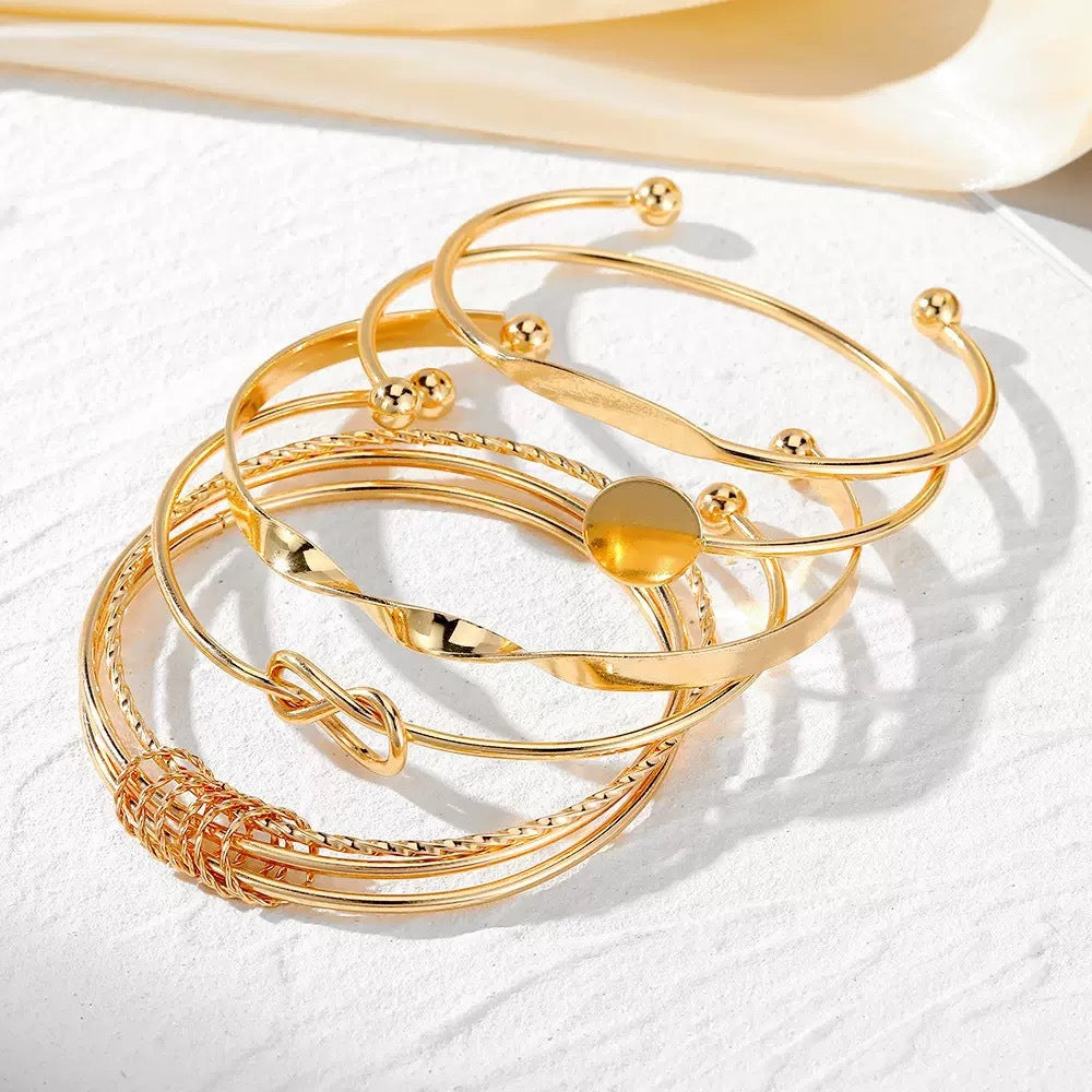 Gold Cuff Bracelet Set JLTCOMBO0003