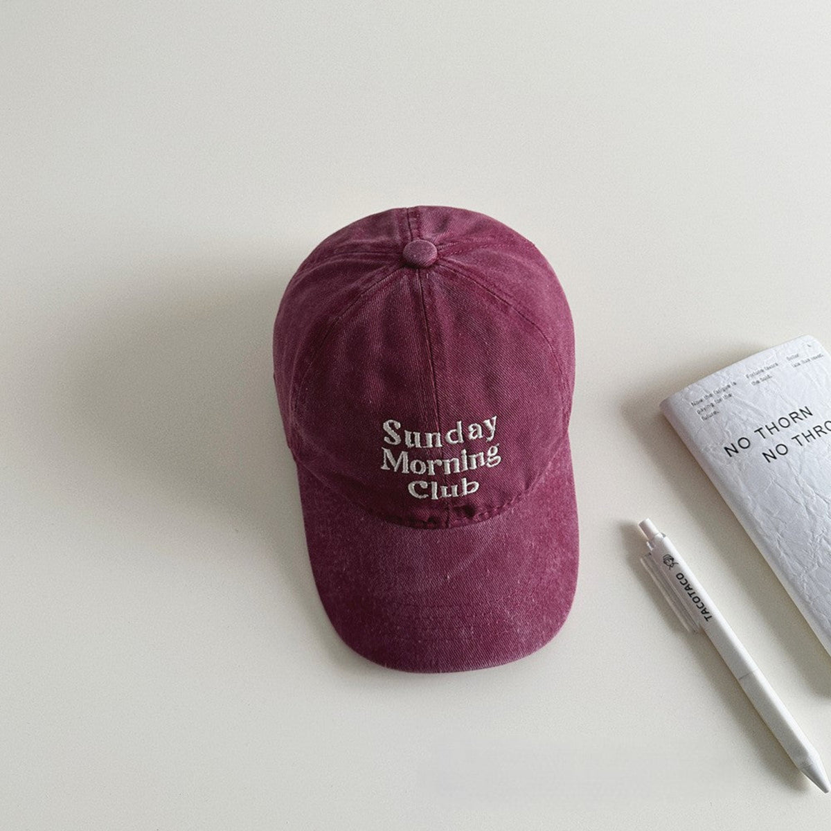 Berry Pink 'Sunday Morning Club' Embroidery Cap JLTCP0008