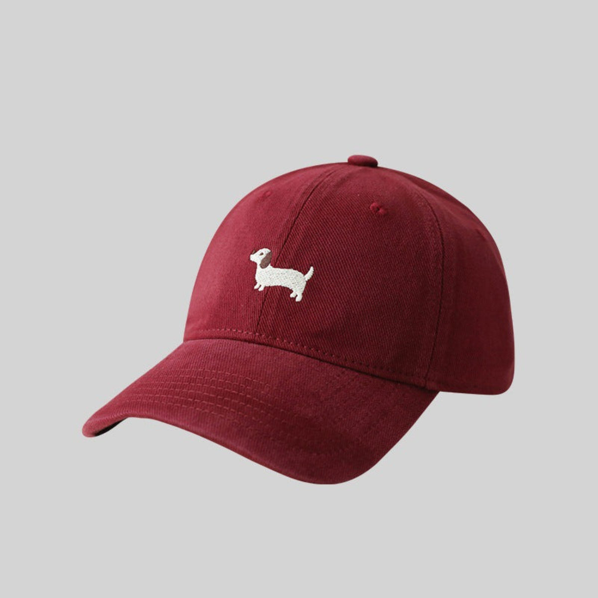 Burgundy Dog Motif Baseball Cap JLTCP0022