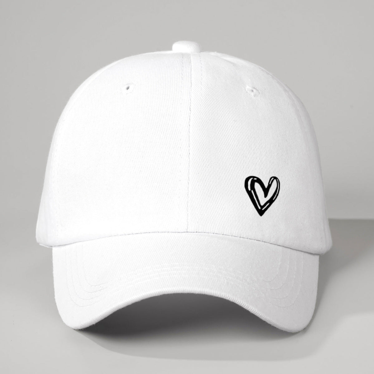 White Outline Heart Embroidery Cap JLTCP0034