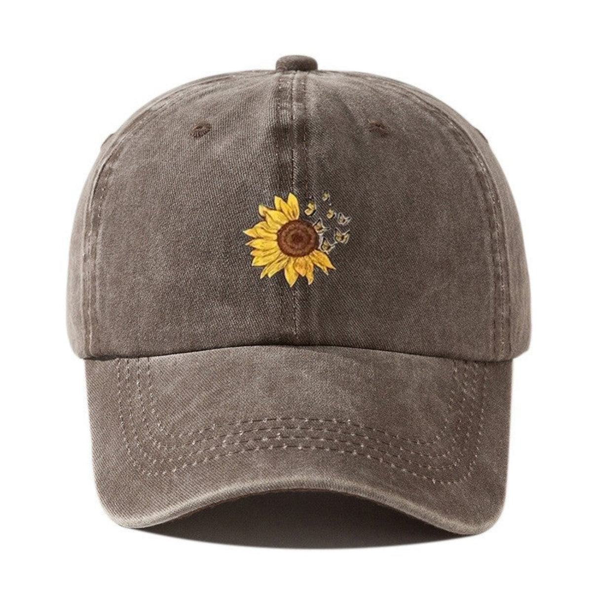 Taupe Sunflower Embroidery Cap JLTCP0055