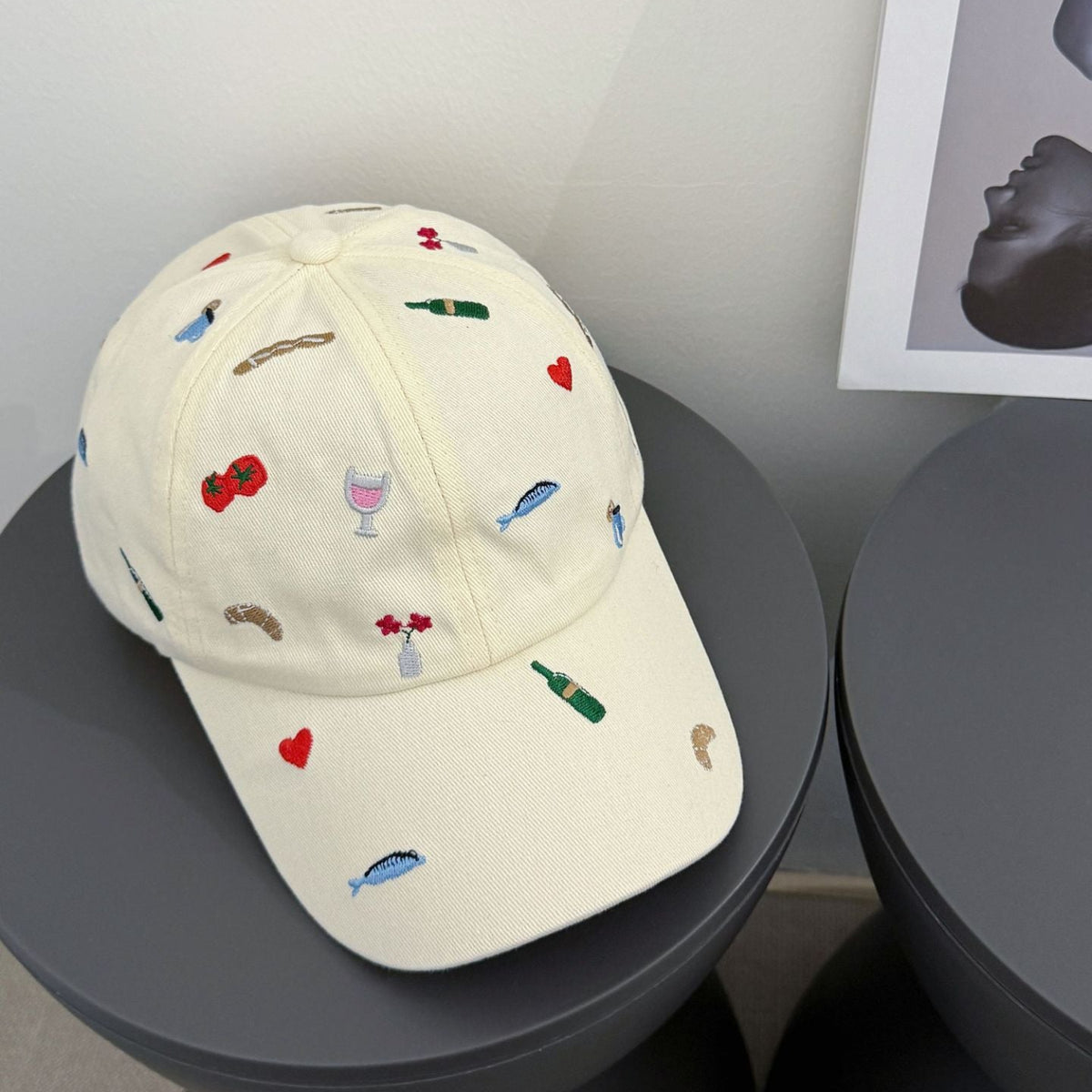 Ivory Colourful Confetti Print Cap JLTCP0056