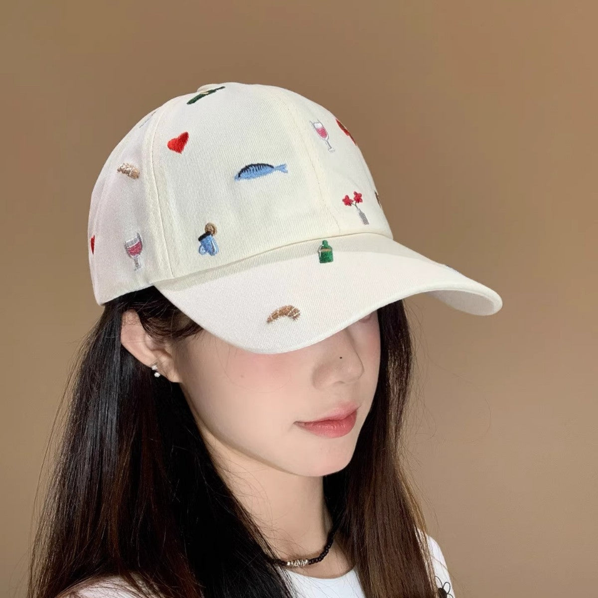 Ivory Colourful Confetti Print Cap JLTCP0056