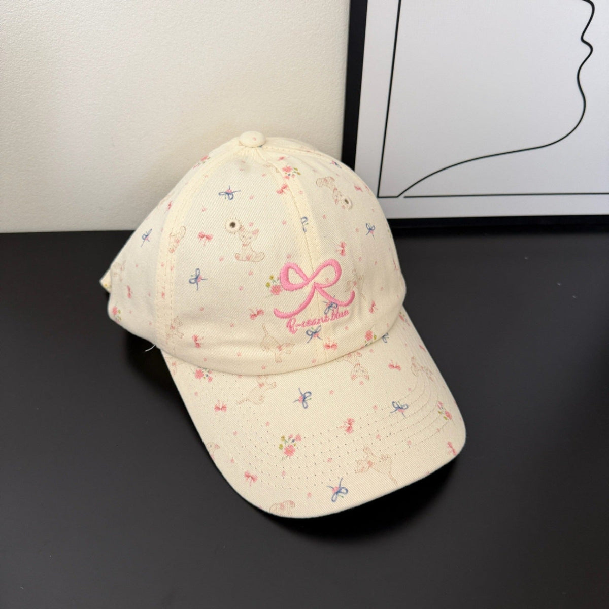 Cream Mini Floral Print Cap JLTCP0057