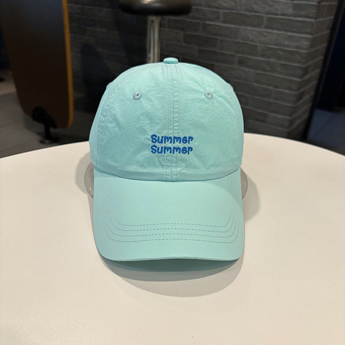 Aqua Blue Script Embroidery Cap JLTCP0060