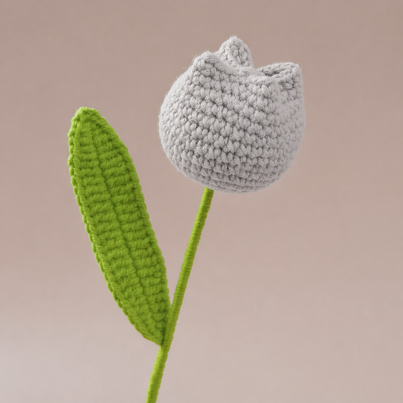 Grey Tulip crochet flowers
