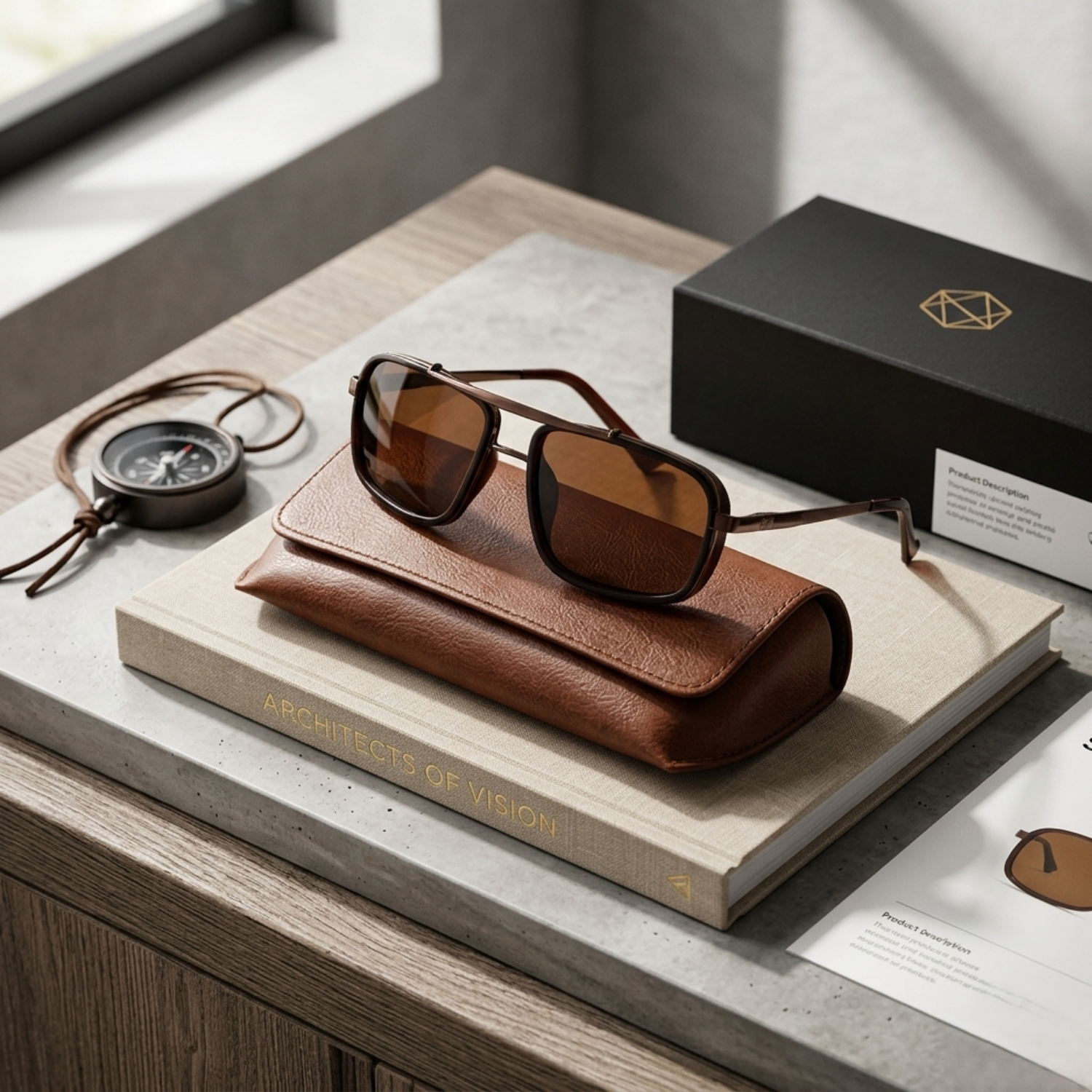 Brown Tinted Square Shield Sunglasses JLTG0146