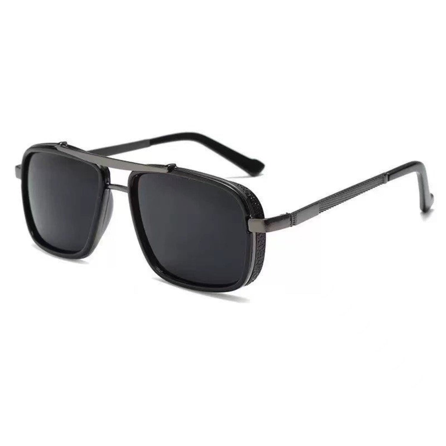 Gunmetal Black Square Shield Sunglasses JLTG0148