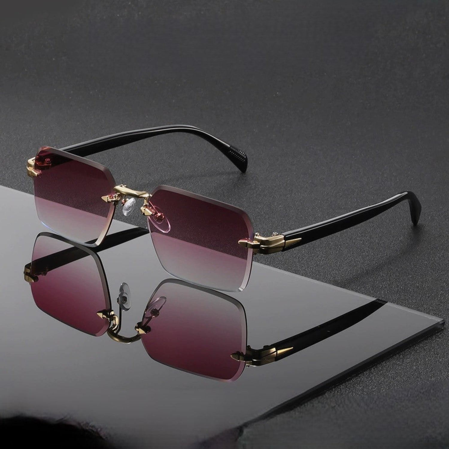 Wine Gradient Rimless Square Sunglasses JLTG0150