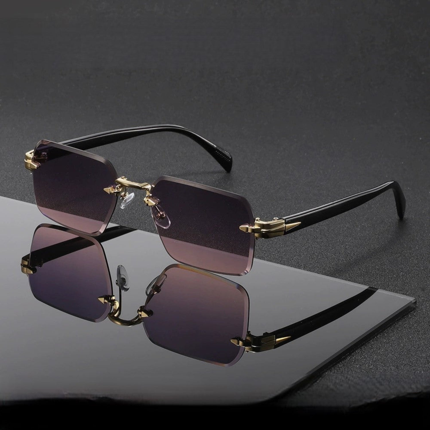 Purple Gradient Rimless Square Sunglasses JLTG0151