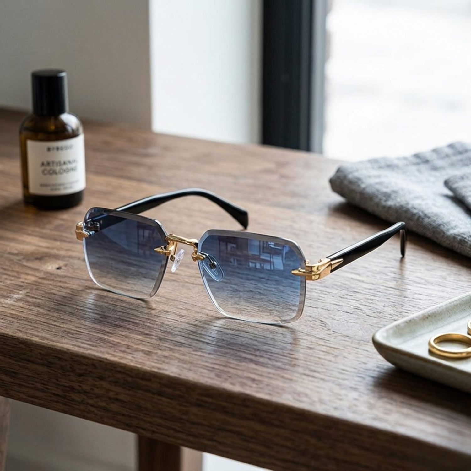 Blue Gradient Rimless Sunglasses JLTG0155