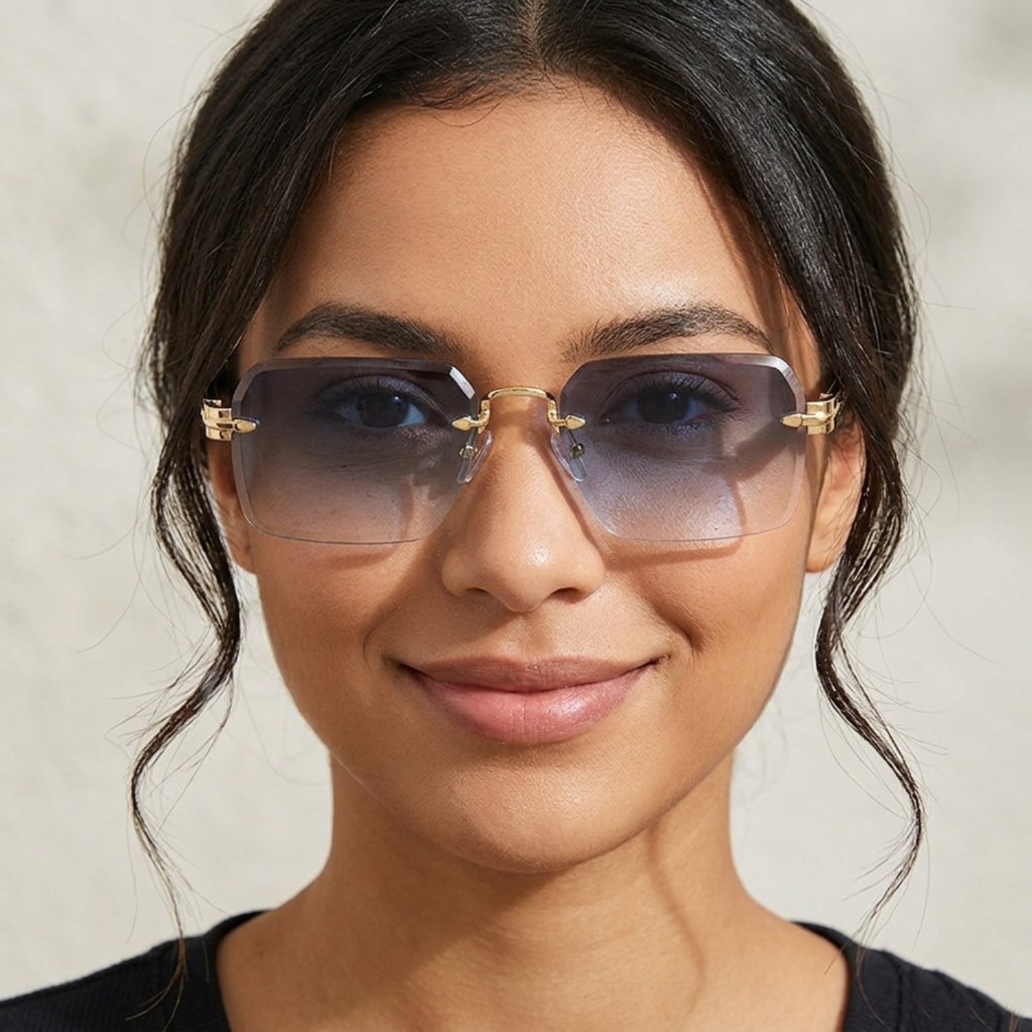 Blue Gradient Rimless Sunglasses JLTG0155