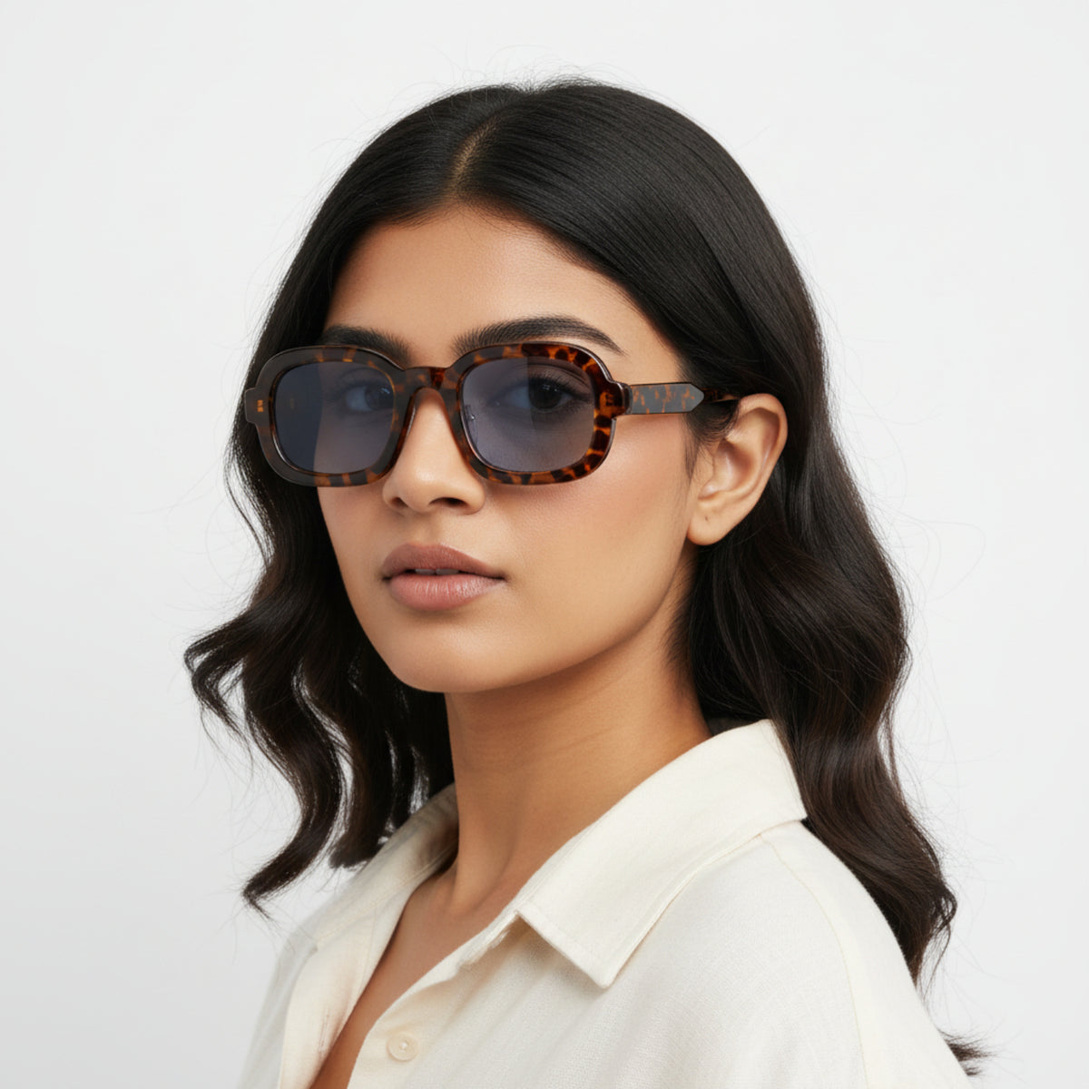 Tortoiseshell Blue Square Sunglasses JLTG0156