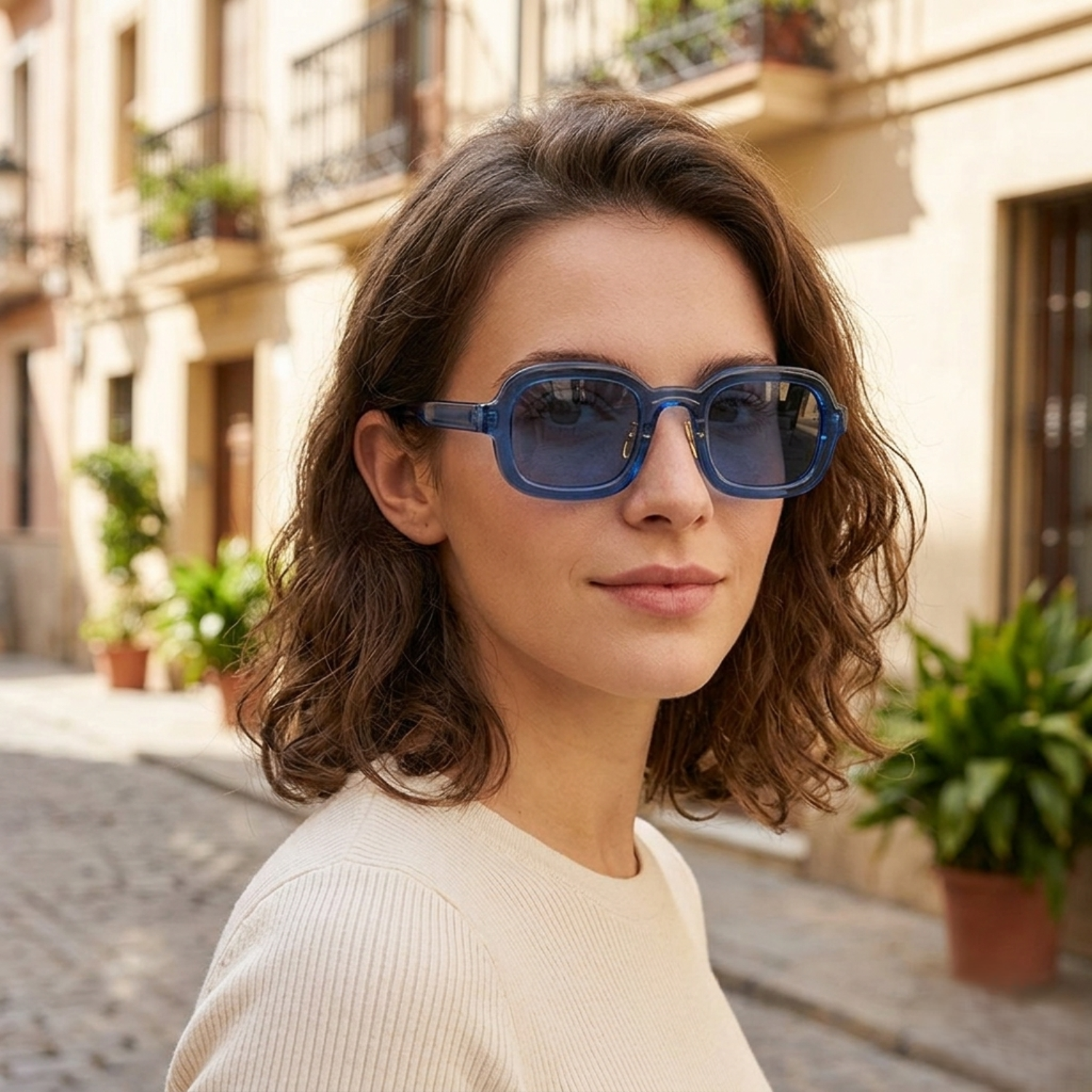 Blue Smoke Square Sunglasses JLTG0159