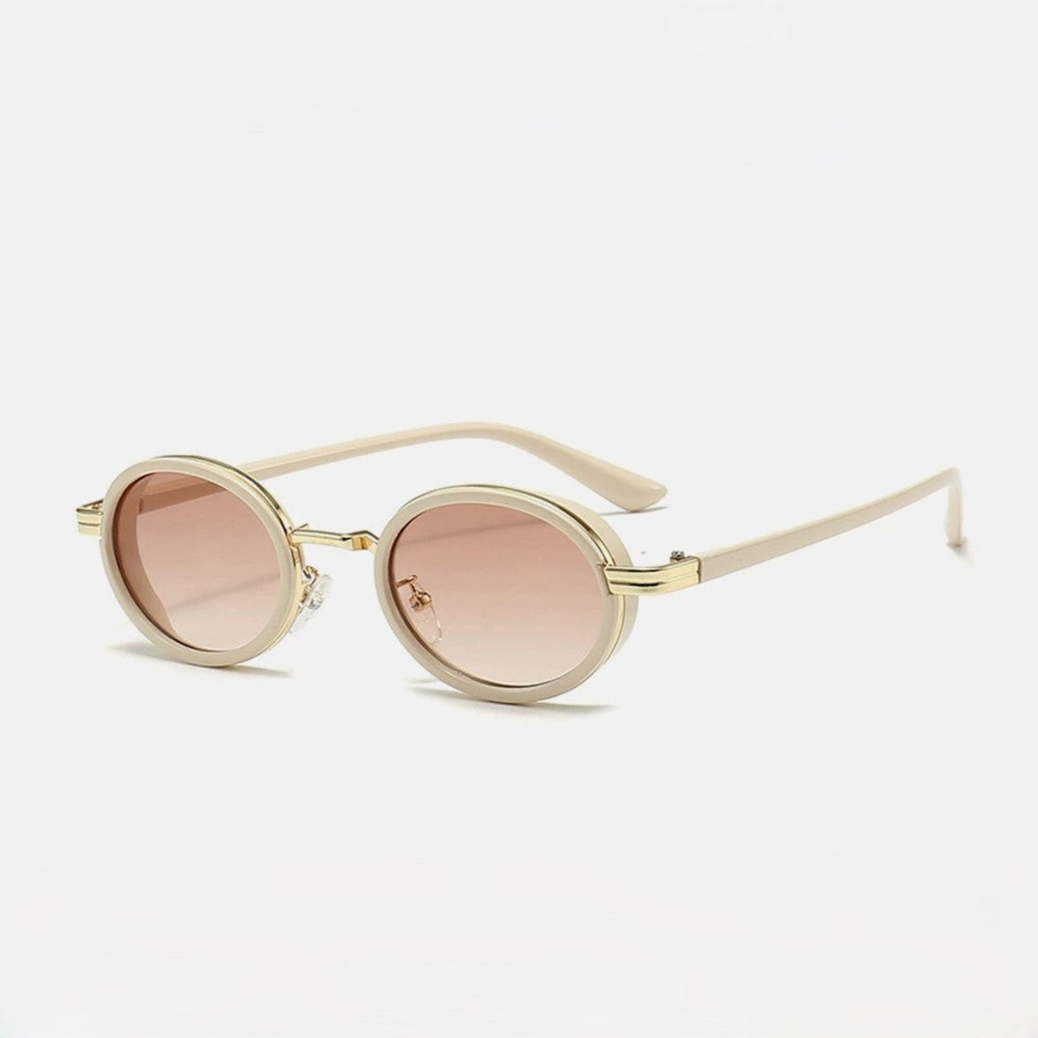 White Round Brown Sunglasses JLTG0177