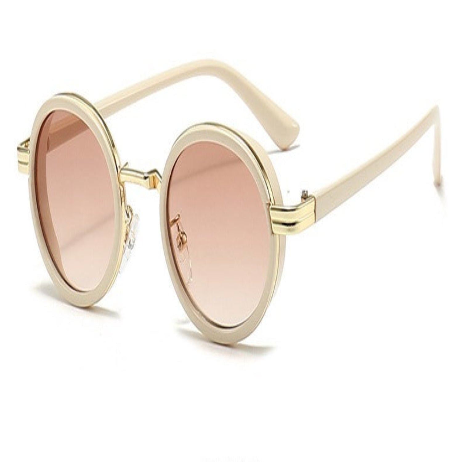 White Round Brown Sunglasses JLTG0177