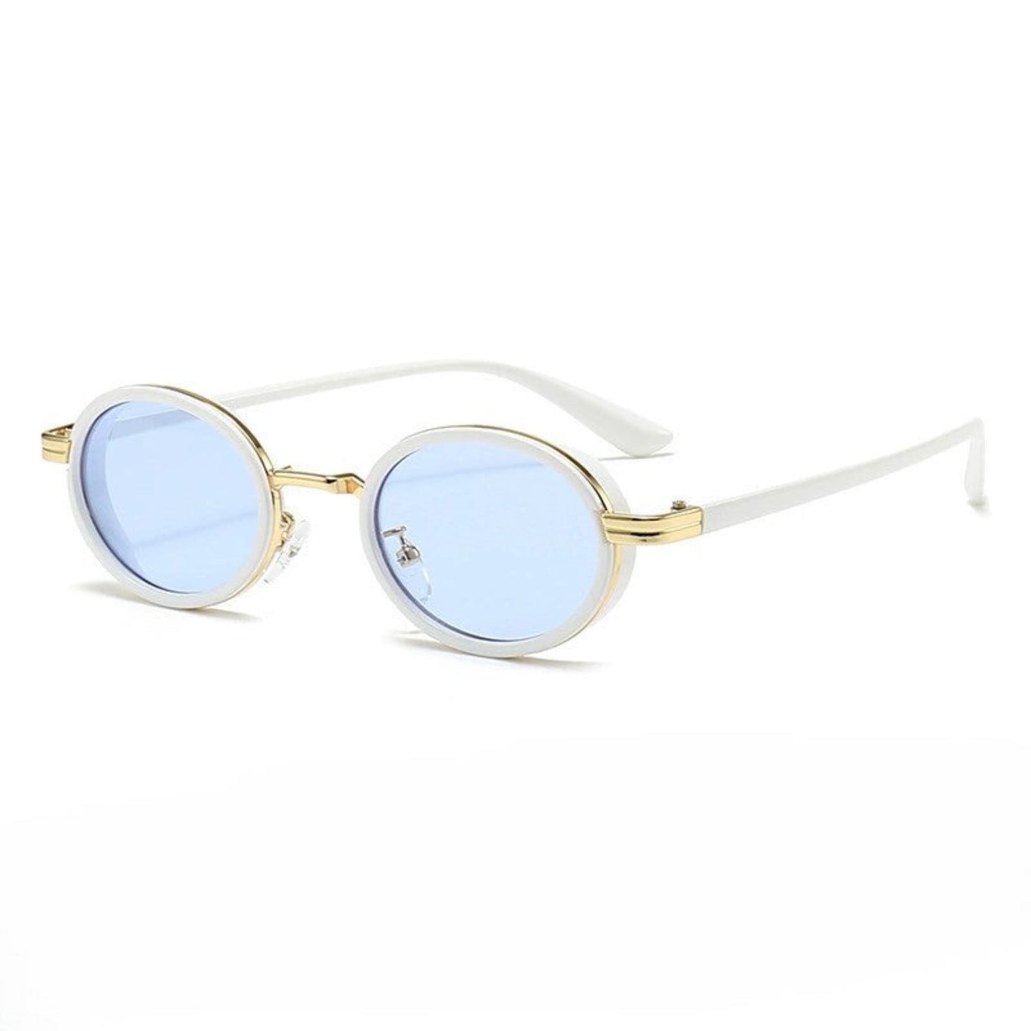 White Round Blue Sunglasses JLTG0178