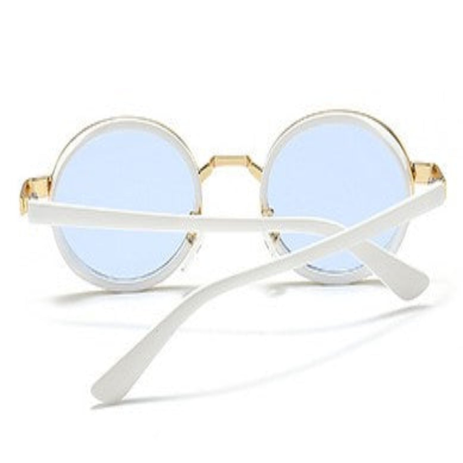 White Round Blue Sunglasses JLTG0178