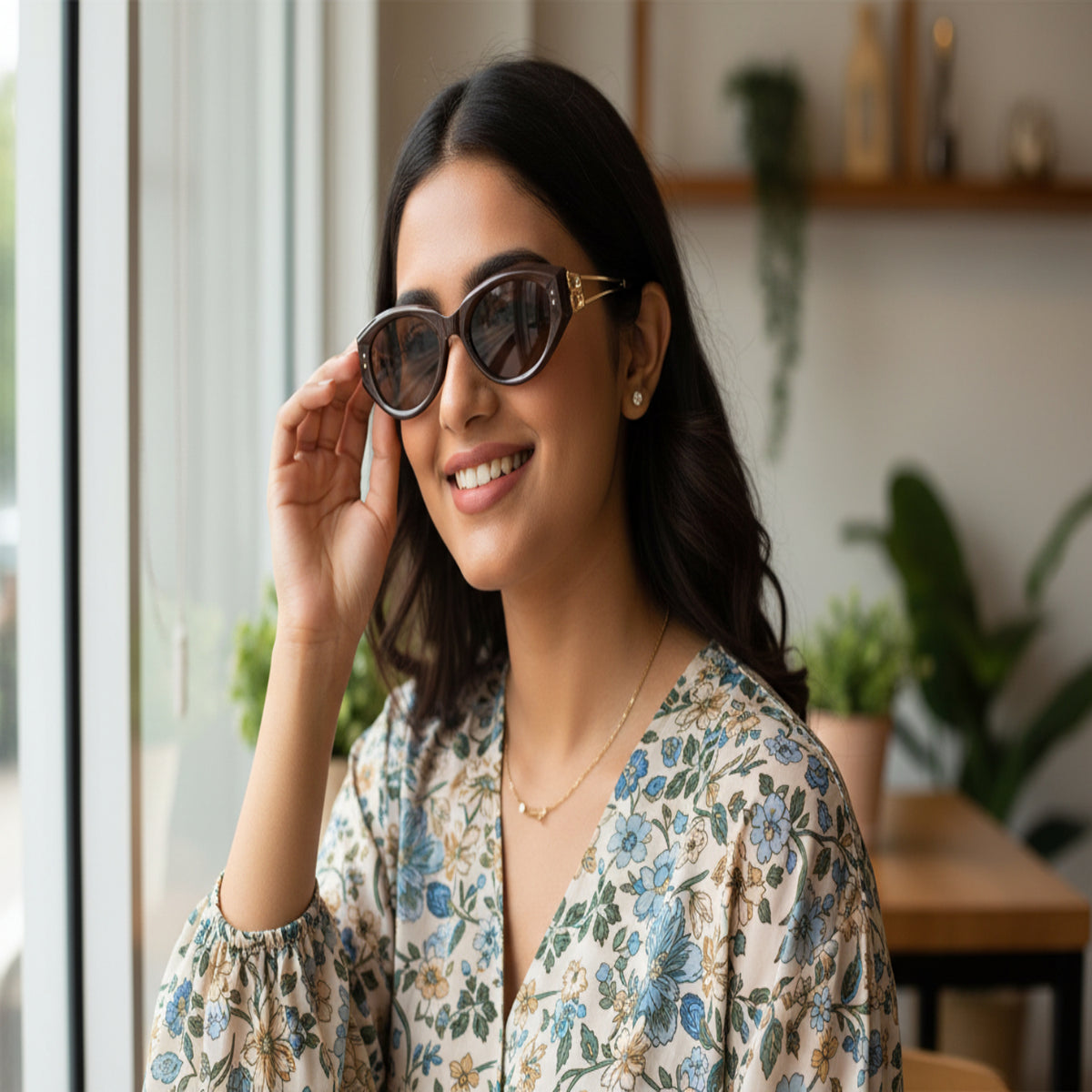 Brown Cat-Eye Sunglasses JLTG0184