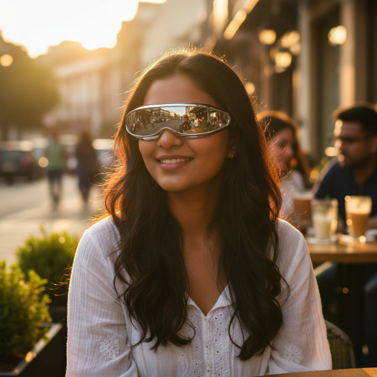 Silver Wraparound Mirror Sunglasses JLTG0190