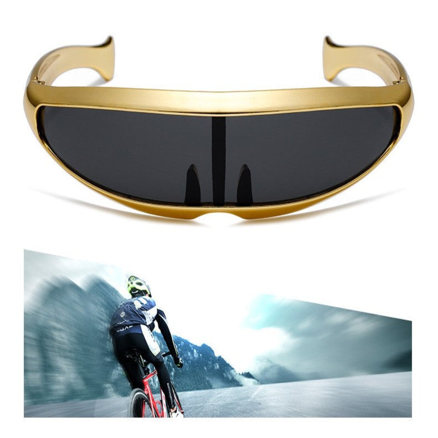 Gold Wraparound Mirror Sunglasses JLTG0191